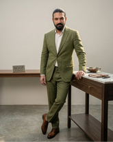 Olive Irish Linen Blazer - Emeralds