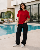 SOOT Premium Red Boxy Tee in 100% Cotton