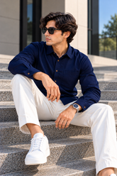 Neon Navy Causal Shirt