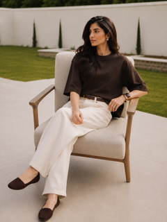 SOOT Premium Chocolate Brown Boxy Tee in 100% Cotton