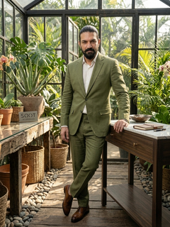 Olive Irish Linen Blazer - Emeralds 