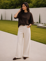 SOOT Premium Chocolate Brown Boxy Tee in 100% Cotton