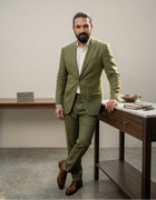 Olive Irish Linen Blazer - Emeralds 