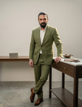 Olive Irish Linen Blazer - Emeralds 