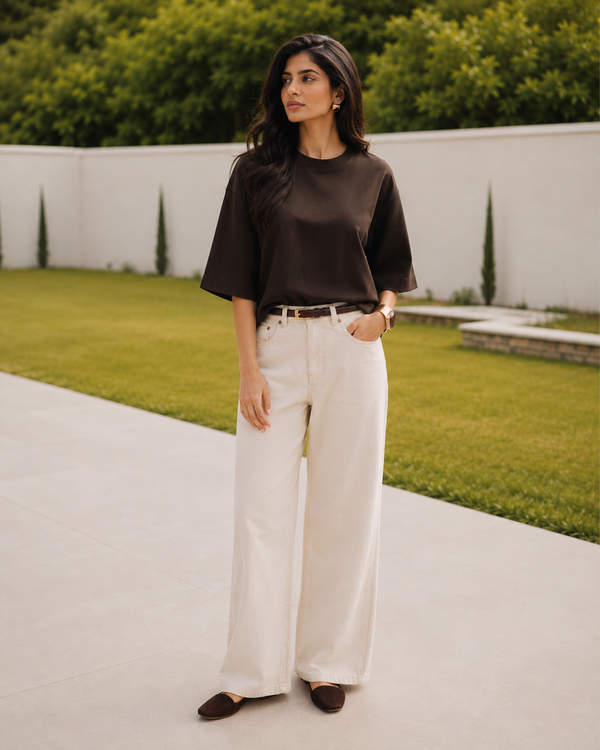 SOOT Premium Boxy Tee — Chocolate Brown For Women