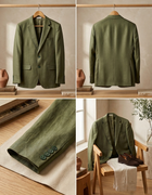 Olive Irish Linen Blazer - Emeralds 