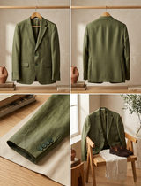 Olive Irish Linen Blazer - Emeralds 