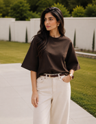 SOOT Premium Chocolate Brown Boxy Tee in 100% Cotton