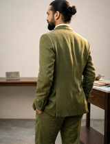 Olive Irish Linen Blazer - Emeralds 