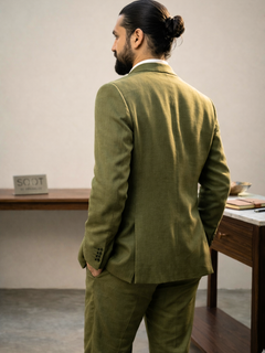 Olive Irish Linen Blazer - Emeralds 