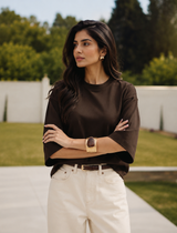 SOOT Premium Chocolate Brown Boxy Tee in 100% Cotton