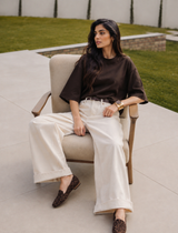 SOOT Premium Chocolate Brown Boxy Tee in 100% Cotton