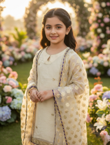 Girls Ivory Organza Farshi Shalwar Traditional Outfit”

“Festive Kidswear with Gota Work and Lace Detailing”

“Noorè Kids Dress 5-12 Years