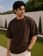SOOT Premium Chocolate Brown Boxy Tee in 100% Cotton