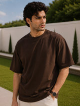 SOOT Premium Chocolate Brown Boxy Tee in 100% Cotton