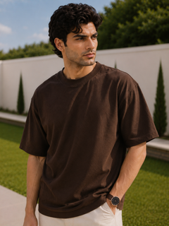 SOOT Premium Chocolate Brown Boxy Tee in 100% Cotton
