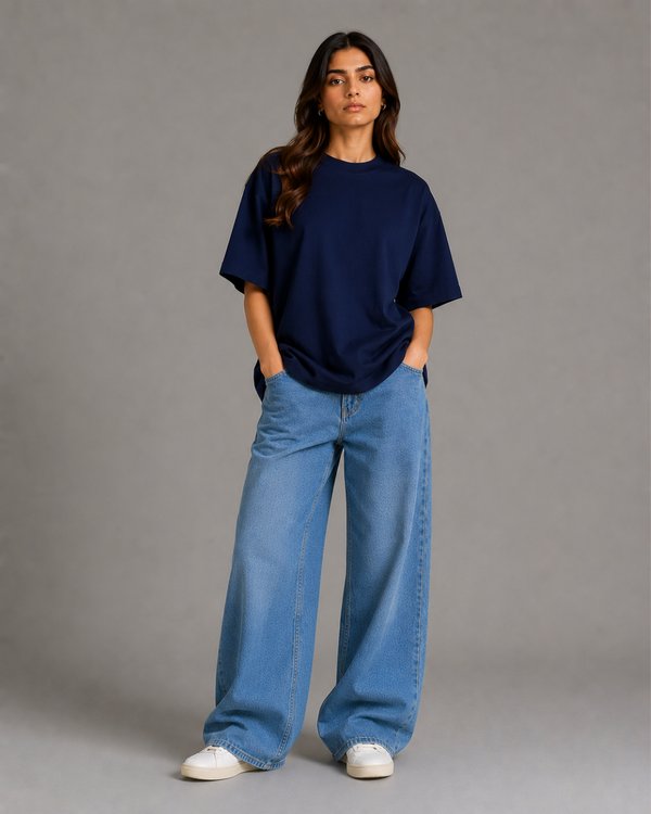 SOOT Premium Boxy Tee — Navy For Women
