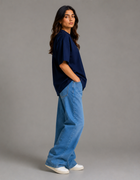 SOOT Premium Blue Boxy Tee in 100% Cotton