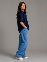 SOOT Premium Blue Boxy Tee in 100% Cotton