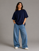 SOOT Premium Blue Boxy Tee in 100% Cotton