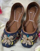 Grey Embellished Khussa - Emeralds 