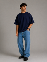 SOOT Premium Blue Boxy Tee in 100% Cotton