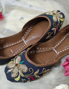 Grey Embellished Khussa - Emeralds 