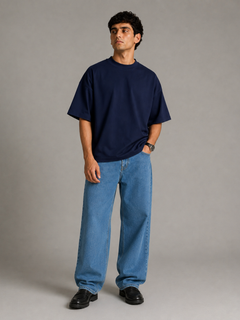 SOOT Premium Blue Boxy Tee in 100% Cotton