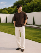 SOOT Premium Chocolate Brown Boxy Tee in 100% Cotton