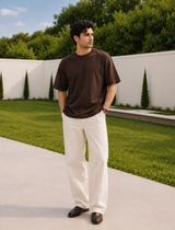 SOOT Premium Chocolate Brown Boxy Tee in 100% Cotton