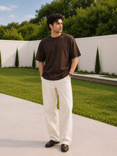 SOOT Premium Chocolate Brown Boxy Tee in 100% Cotton