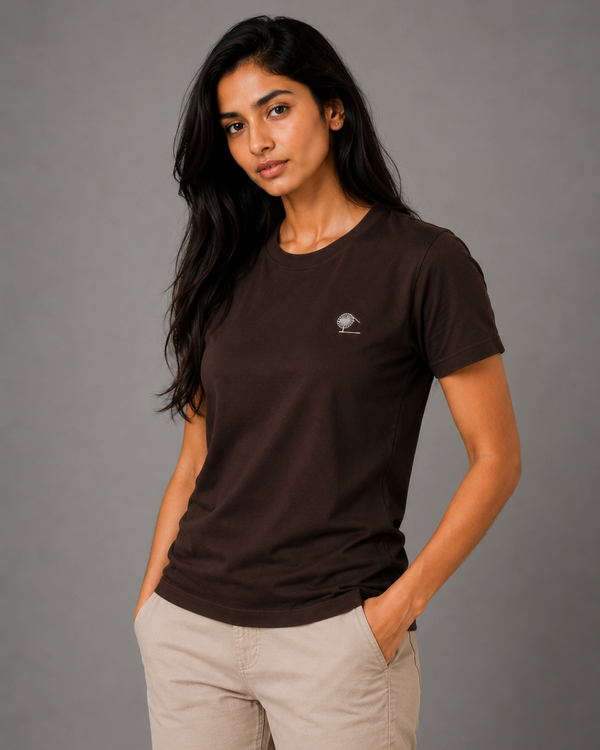 Women Dark Olive Brown Essential Tee