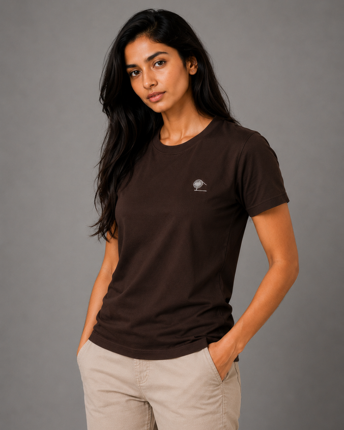Women Dark Olive Brown Essential Tee