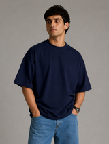 SOOT Premium Blue Boxy Tee in 100% Cotton