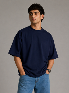 SOOT Premium Blue Boxy Tee in 100% Cotton