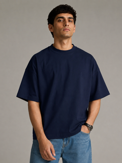 SOOT Premium Blue Boxy Tee in 100% Cotton