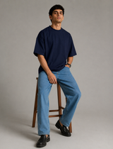 SOOT Premium Blue Boxy Tee in 100% Cotton