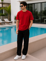 SOOT Premium Red Boxy Tee in 100% Cotton