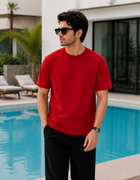 SOOT Premium Red Boxy Tee in 100% Cotton