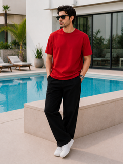 SOOT Premium Red Boxy Tee in 100% Cotton