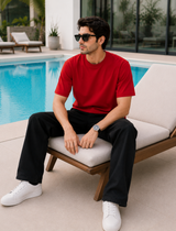 SOOT Premium Red Boxy Tee in 100% Cotton