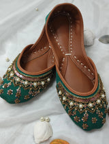 Green Nawabi Khussa - Emeralds 