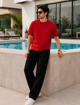 SOOT Premium Red Boxy Tee in 100% Cotton