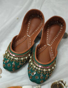 Green Nawabi Khussa - Emeralds 