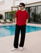 SOOT Premium Red Boxy Tee in 100% Cotton