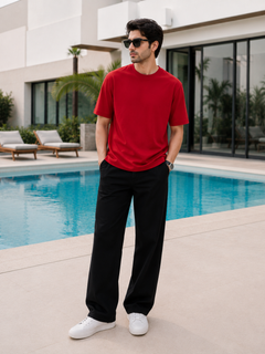 SOOT Premium Red Boxy Tee in 100% Cotton
