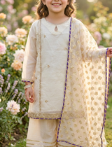Girls Ivory Organza Farshi Shalwar Traditional Outfit”

“Festive Kidswear with Gota Work and Lace Detailing”

“Noorè Kids Dress 5-12 Years
