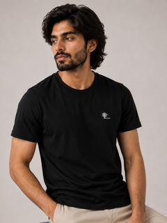 Black Essential Tee - Emeralds 