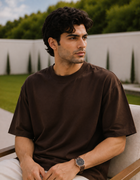 SOOT Premium Chocolate Brown Boxy Tee in 100% Cotton