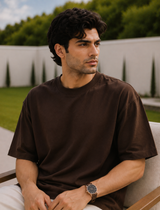 SOOT Premium Chocolate Brown Boxy Tee in 100% Cotton